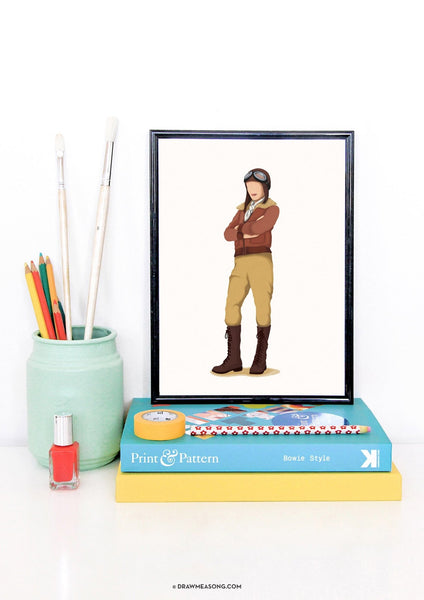 Amelia Earhart Art Print - Draw Me a Song