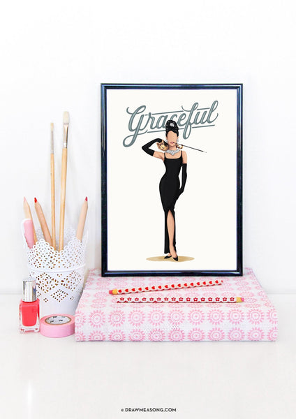 Audrey Hepburn Graceful Art Print - Draw Me a Song