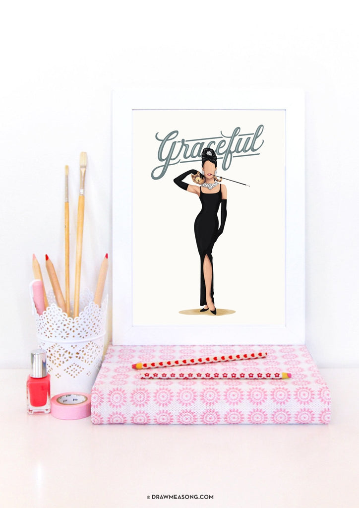 Audrey Hepburn Graceful Art Print - Draw Me a Song