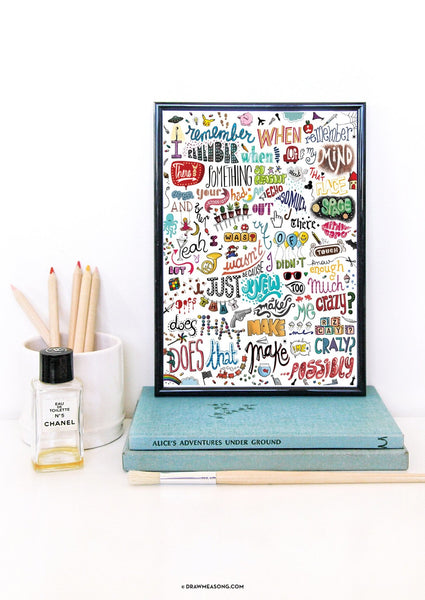 Crazy Typography Art Print - Draw Me a Song