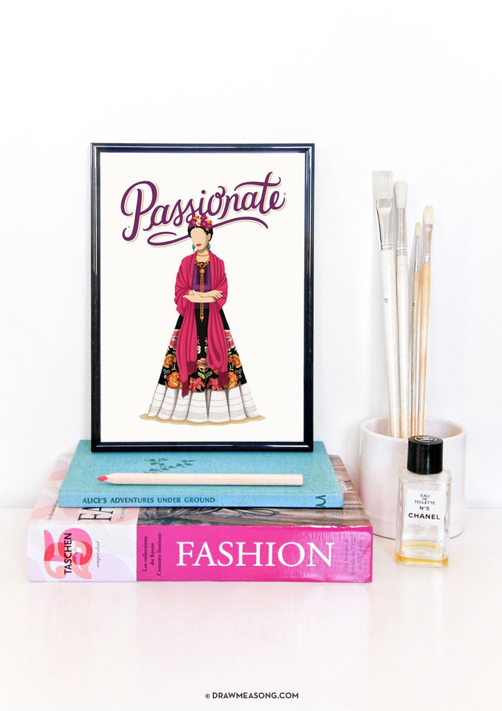 Frida Kahlo Passionate Art Print - Draw Me a Song