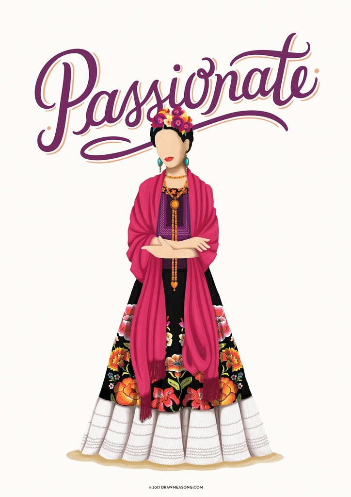 Frida Kahlo Passionate Art Print - Draw Me a Song
