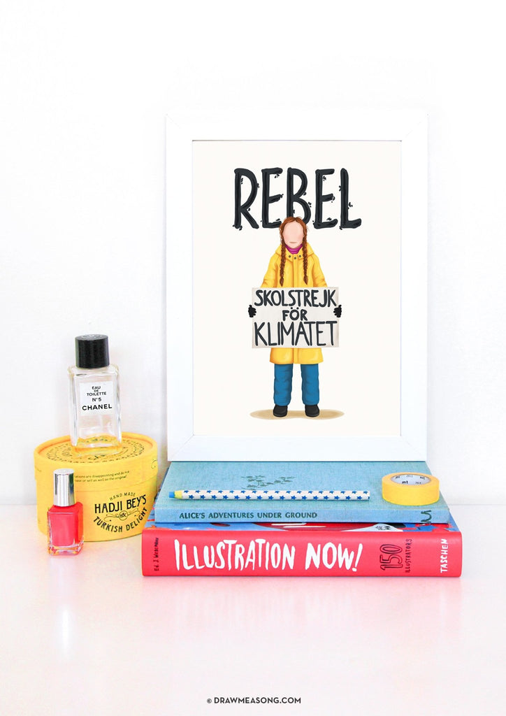 Greta Thunberg Rebel Art Print - Draw Me a Song