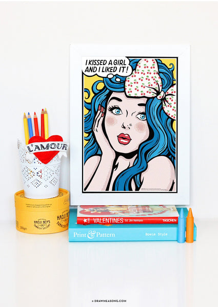 I Kissed a Girl Art Print - Draw Me a Song