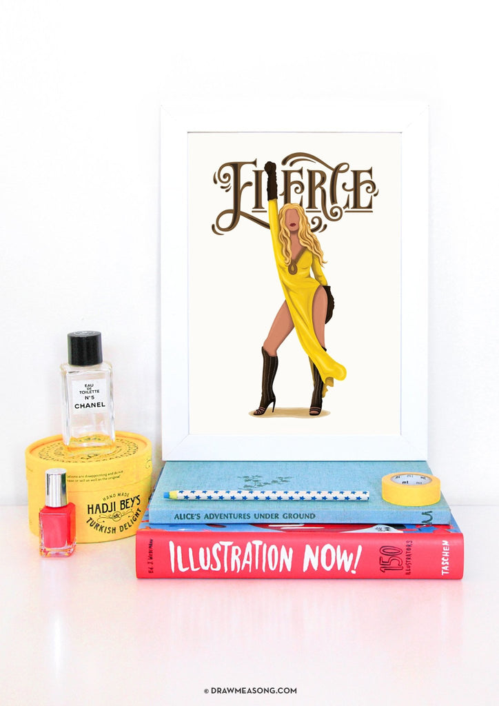 Queen B Fierce Art Print - Draw Me a Song