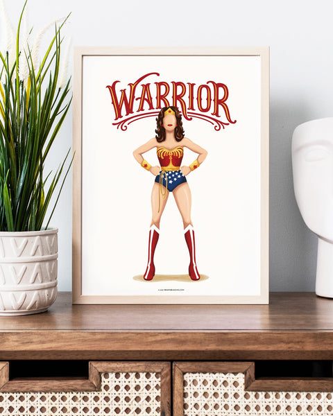 Wonder Woman Warrior Art Print - Draw Me a Song