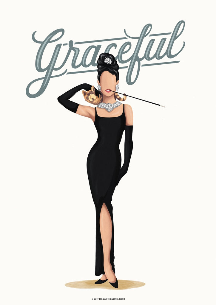 Audrey Hepburn Graceful Art Print - Draw Me a Song