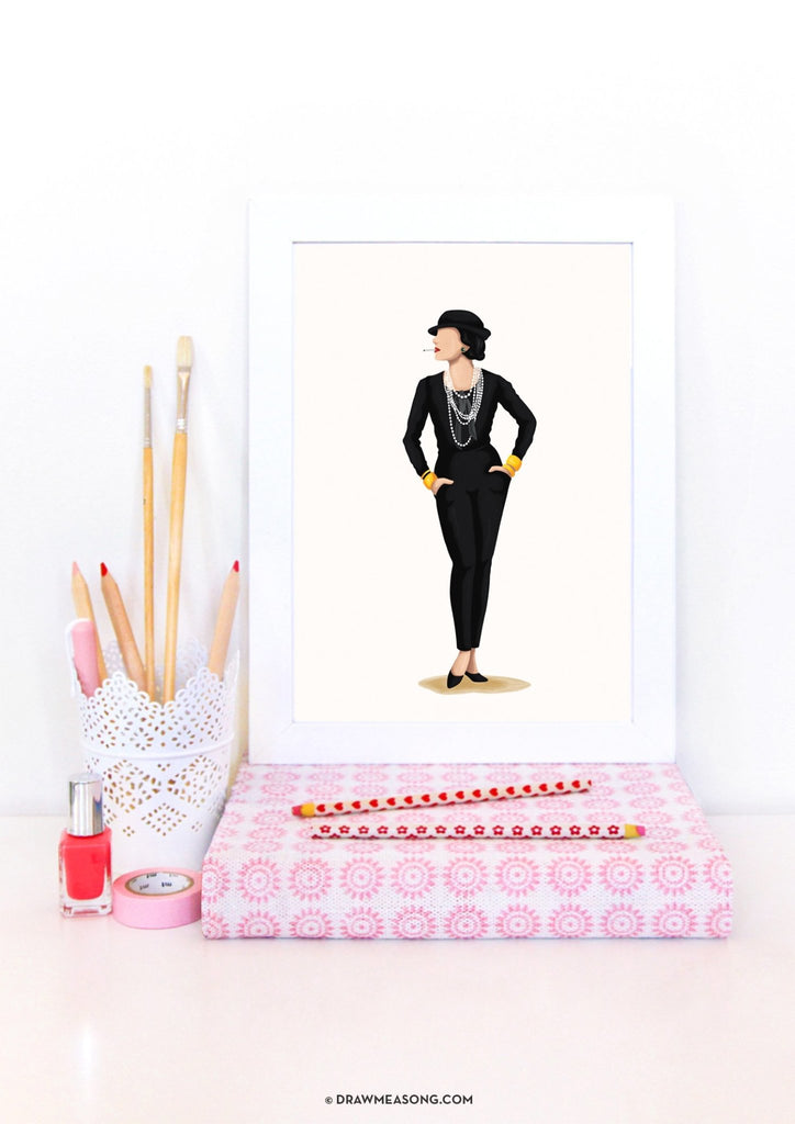 Coco Chanel Art Print by Draw Me a Song