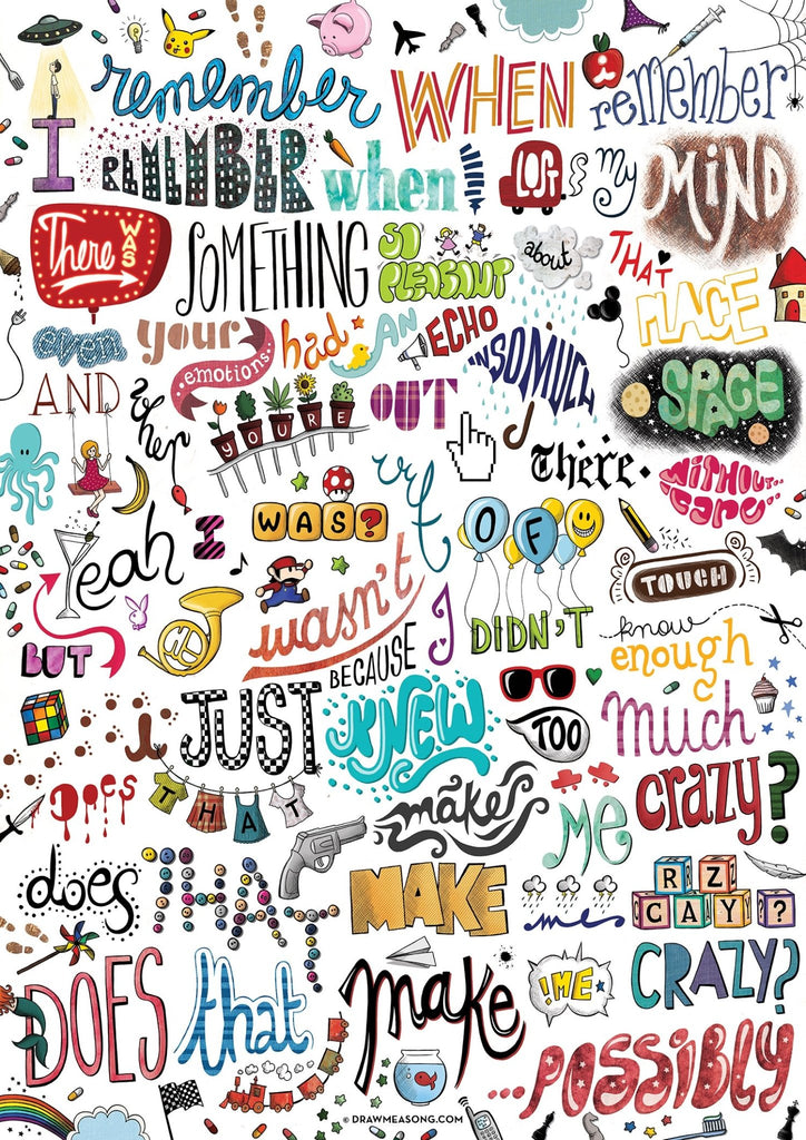 Crazy Typography Art Print - Draw Me a Song