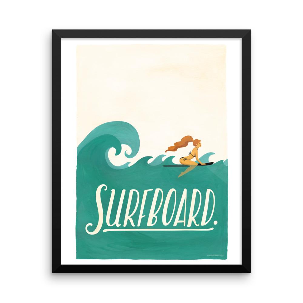 FRAMED Surfboard Art Print - Draw Me a Song