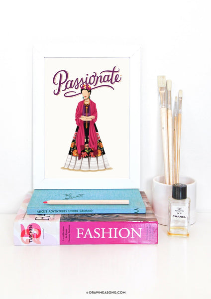 Frida Kahlo Passionate Art Print - Draw Me a Song