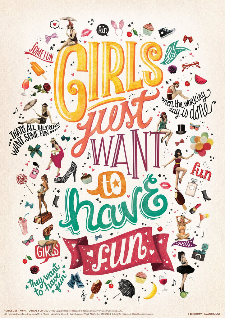 Girls Just Want To Have Fun Print - Draw Me a Song