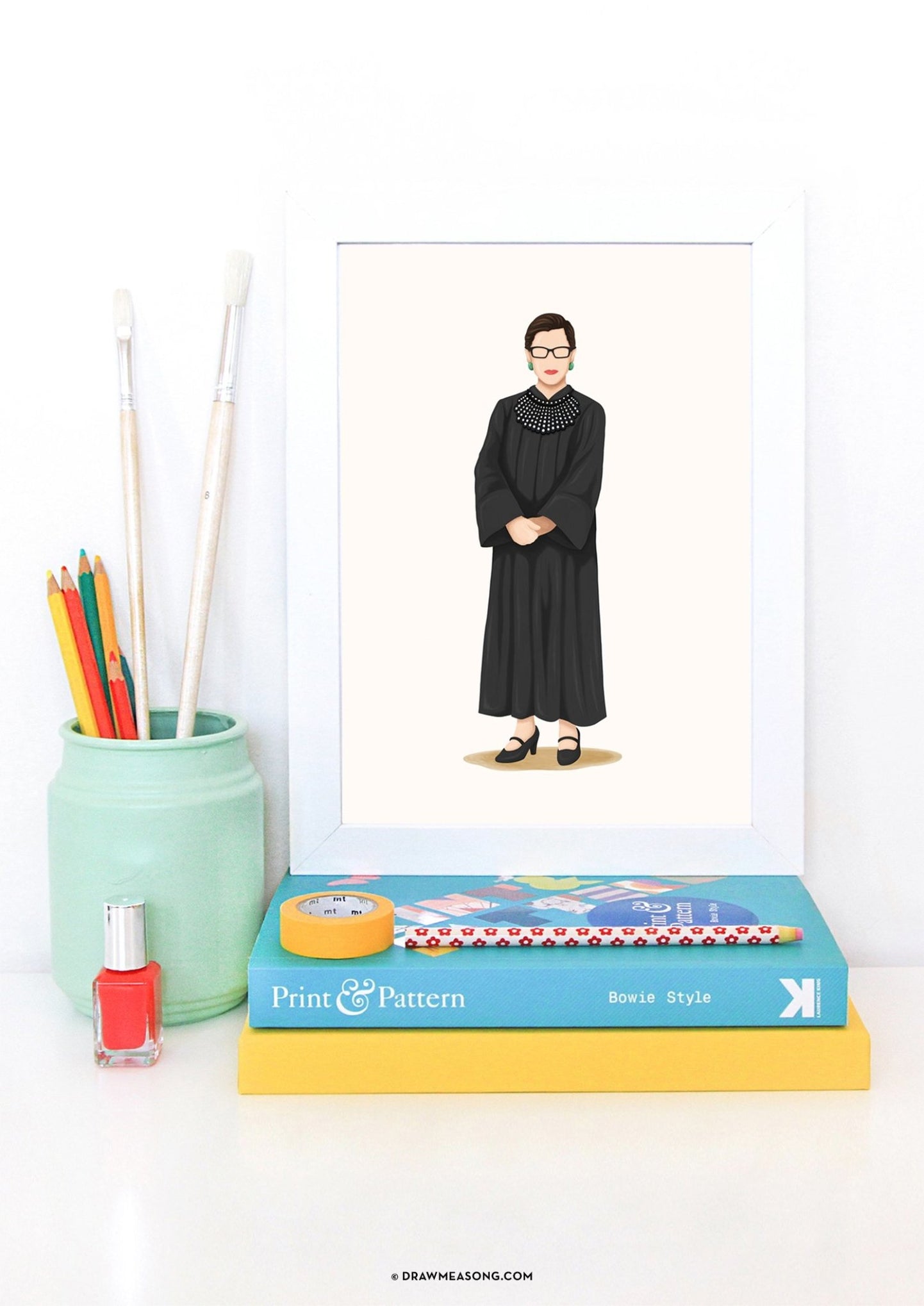 Ruth Bader Ginsburg Art Print by Draw Me a Song | Feminism Poster