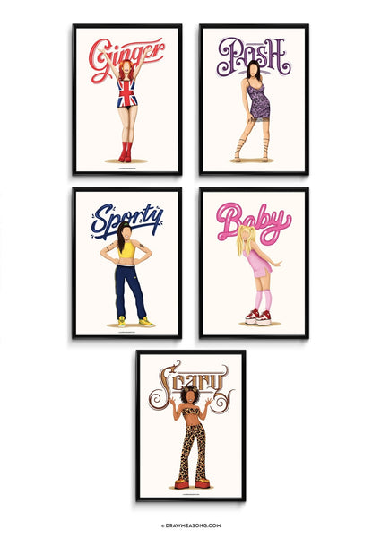 Set of 5 Spice Girls Prints - Draw Me a Song